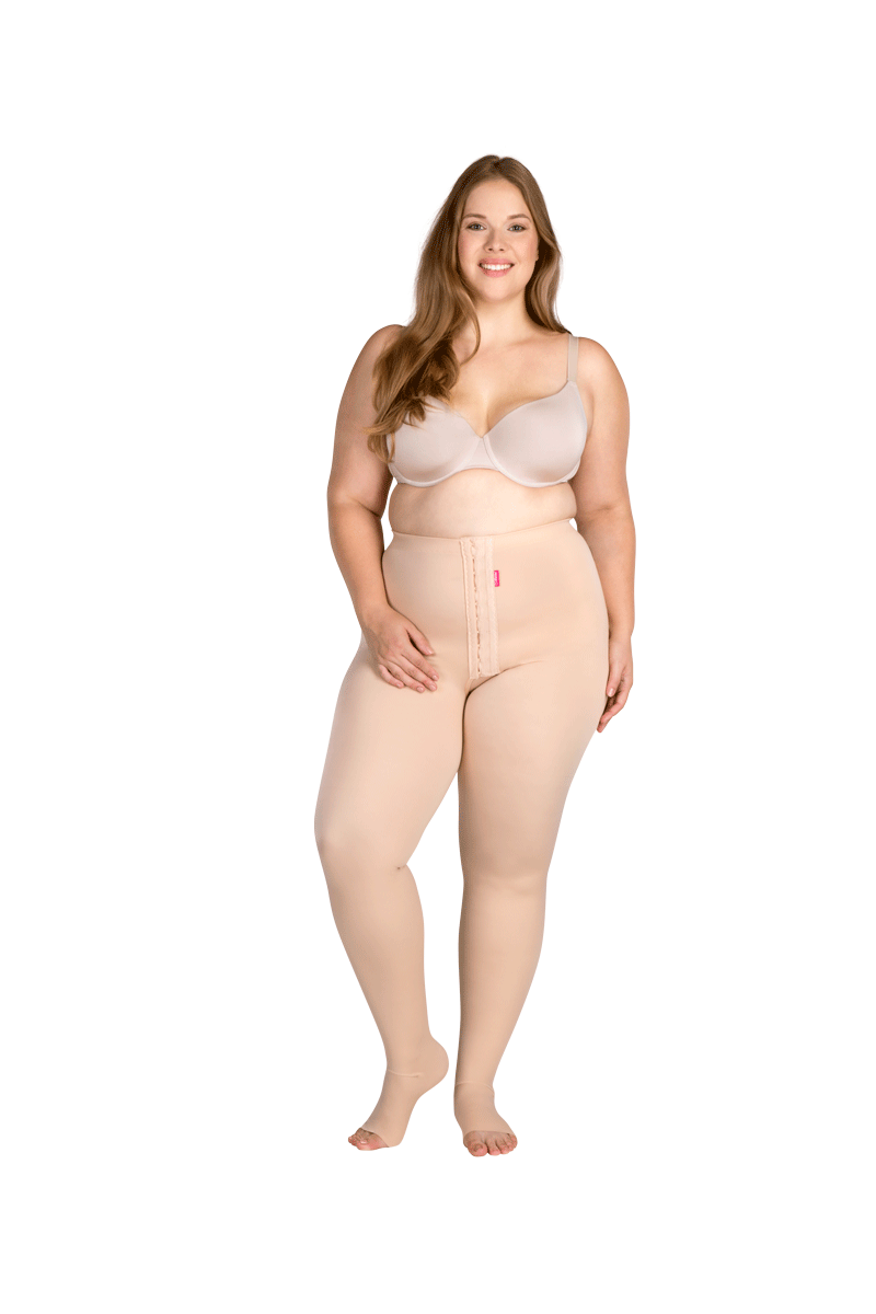 VBfLg Variant Kompressionsstrumpfhose Beige – Freisteller Gesamtansicht 